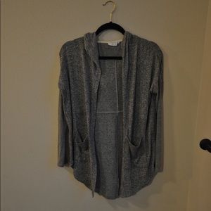 Grey Cardigan With Hood